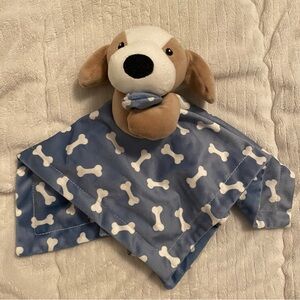 Baby Essentials Puppy Dog Bones Pattern Plush Baby Security Blanket Lovey
